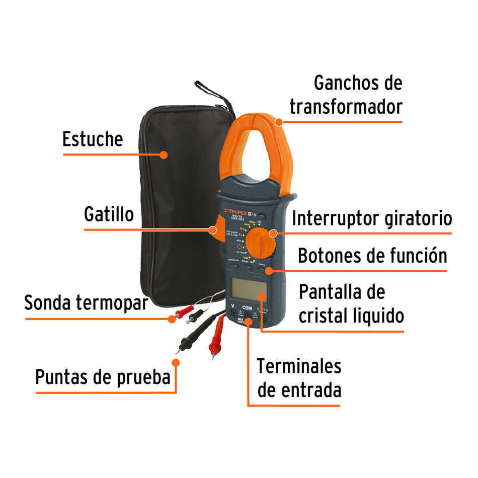 Multímetro Mantenimiento Industrial Con Gancho Truper 10404