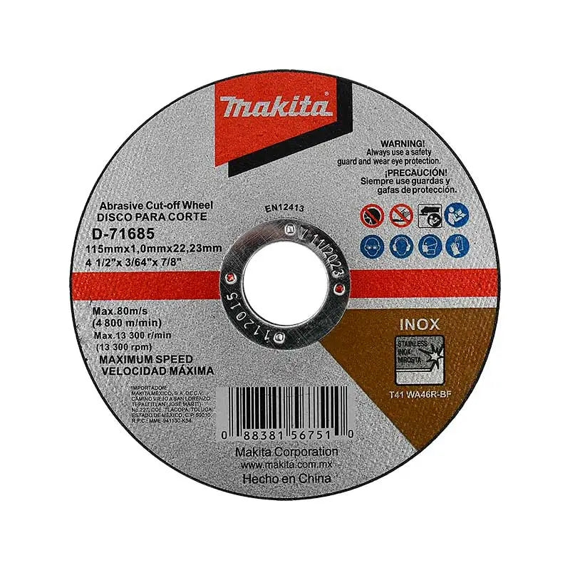 Discos Corte Para Metal 4-1/2'' Inox. D-71685 Makita