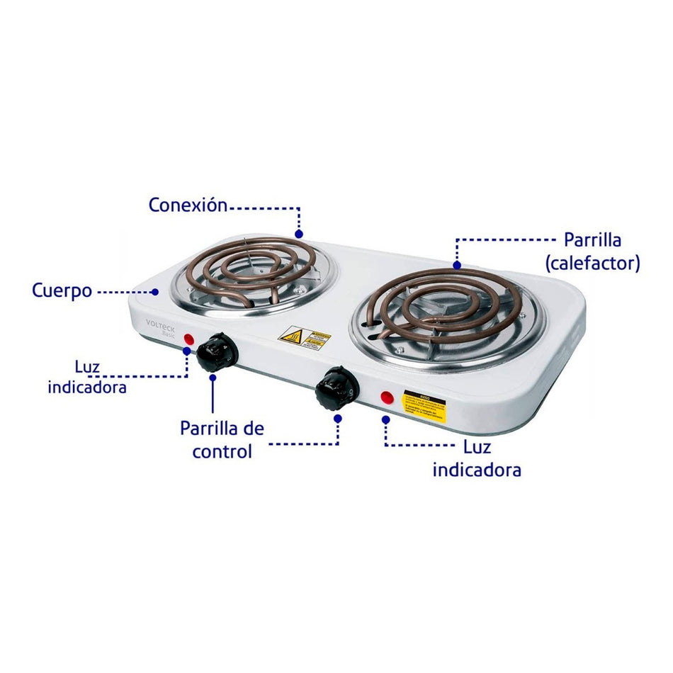 Parrilla Eléctrica 2 Quemadores Volteck Pael-2cp 127v