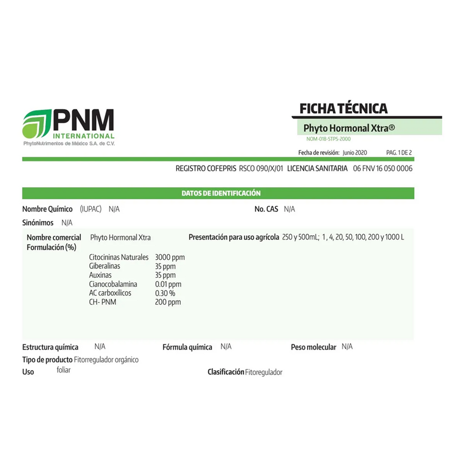 Phyto Hormonal Extra Fitorregulador Orgánico 1 L
