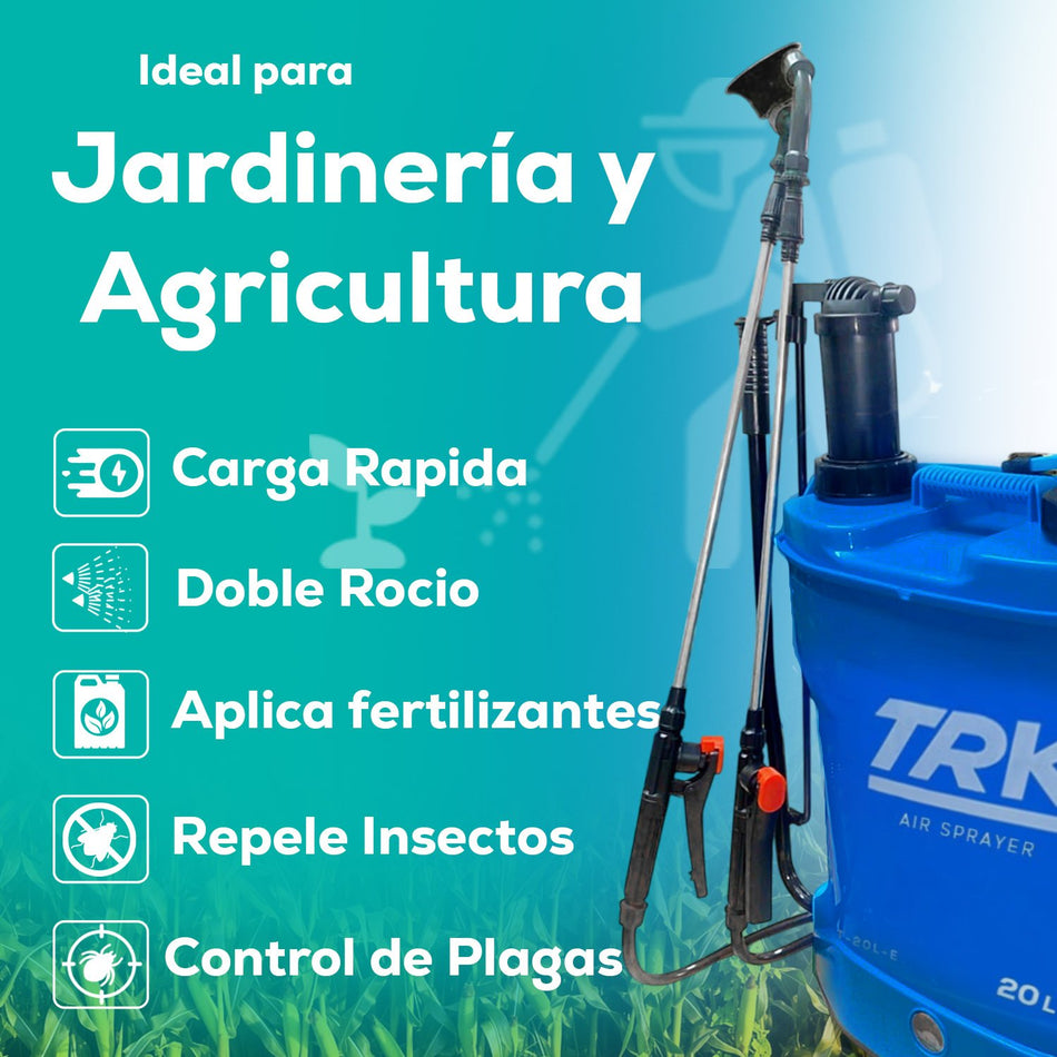 Aspersor Fumigador Eléctrico De Mochila Azul 20 Ltrs TRK