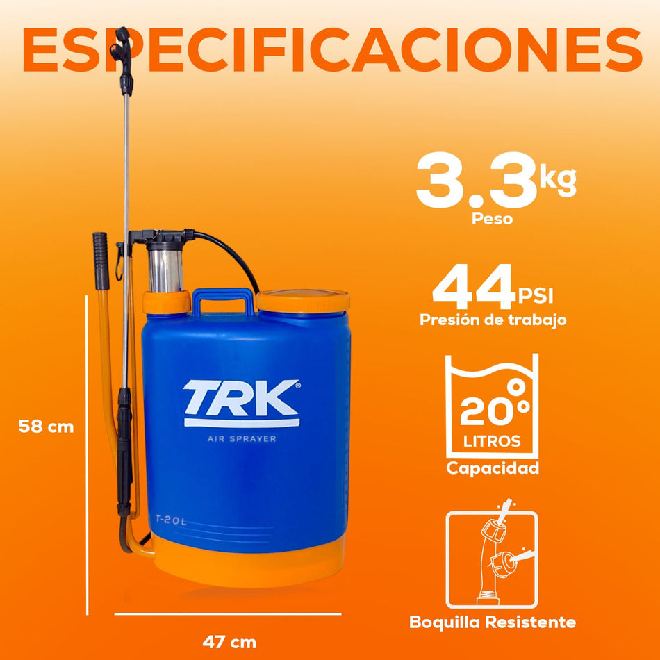 Aspersora Fumigadora Manual De Mochila Azul 20 Litros TRK