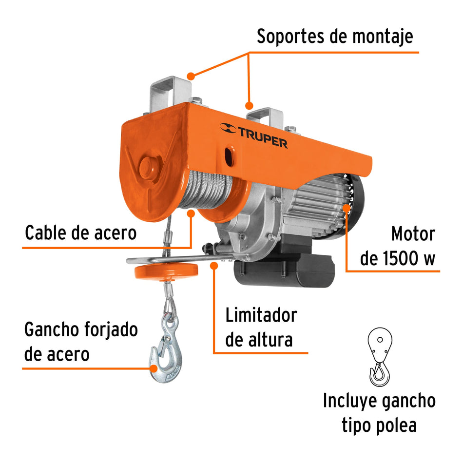 Polipasto Electrico 800 Kg Truper 16847