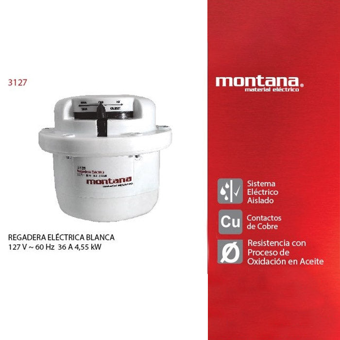 Regadera Eléctrica Montana 3127 Kit Brazo + Resistencia