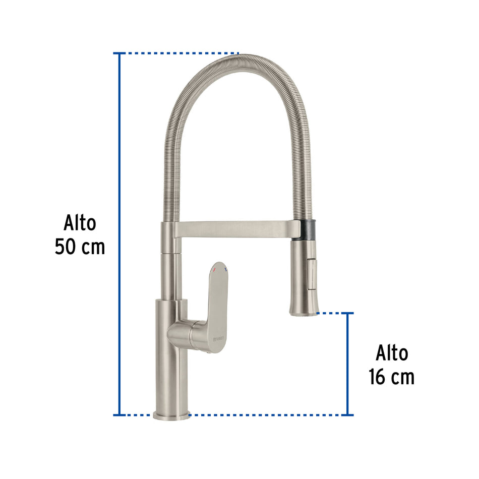 Monomando Satín Flexible Para Fregadero 45184 Foset
