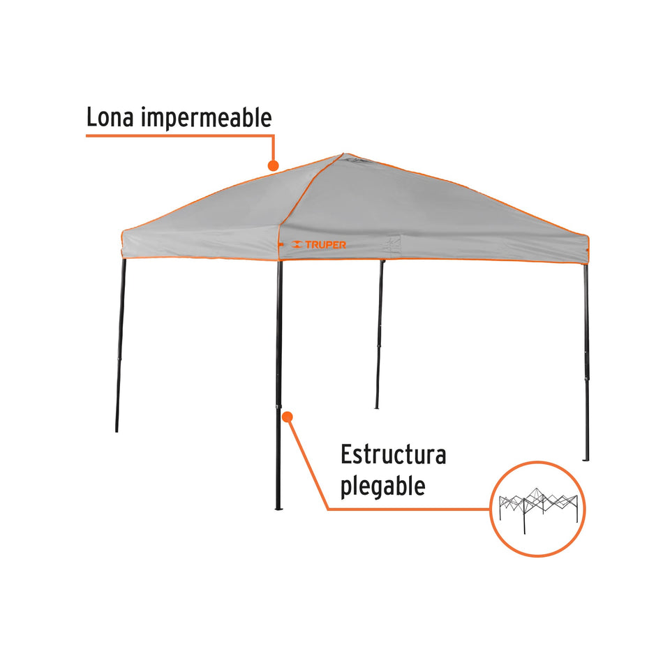 Toldo Plegable Instantáneo De 3 X 3 M Truper 66075