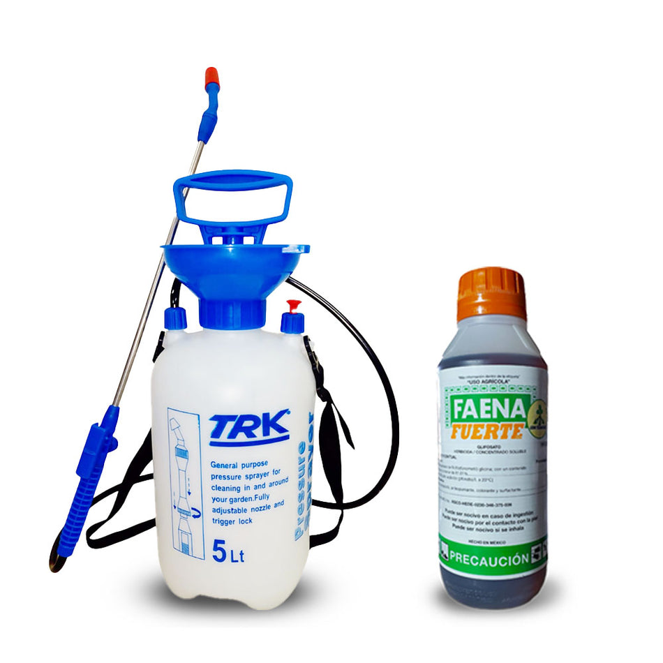 Aspersor Fumigador 5L con Herbicida Faena Fuerte 1L