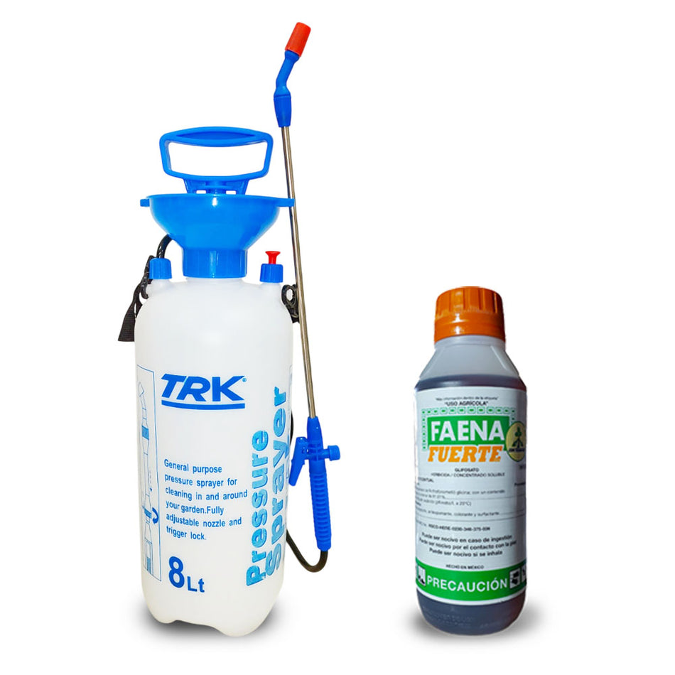 Aspersor Fumigador 8L con Herbicida Faena Fuerte 1L