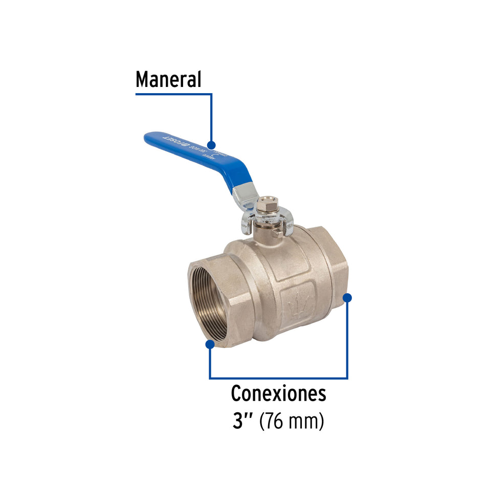 Válvula de Esfera de Latón Roscable 3″ 49015 Foset