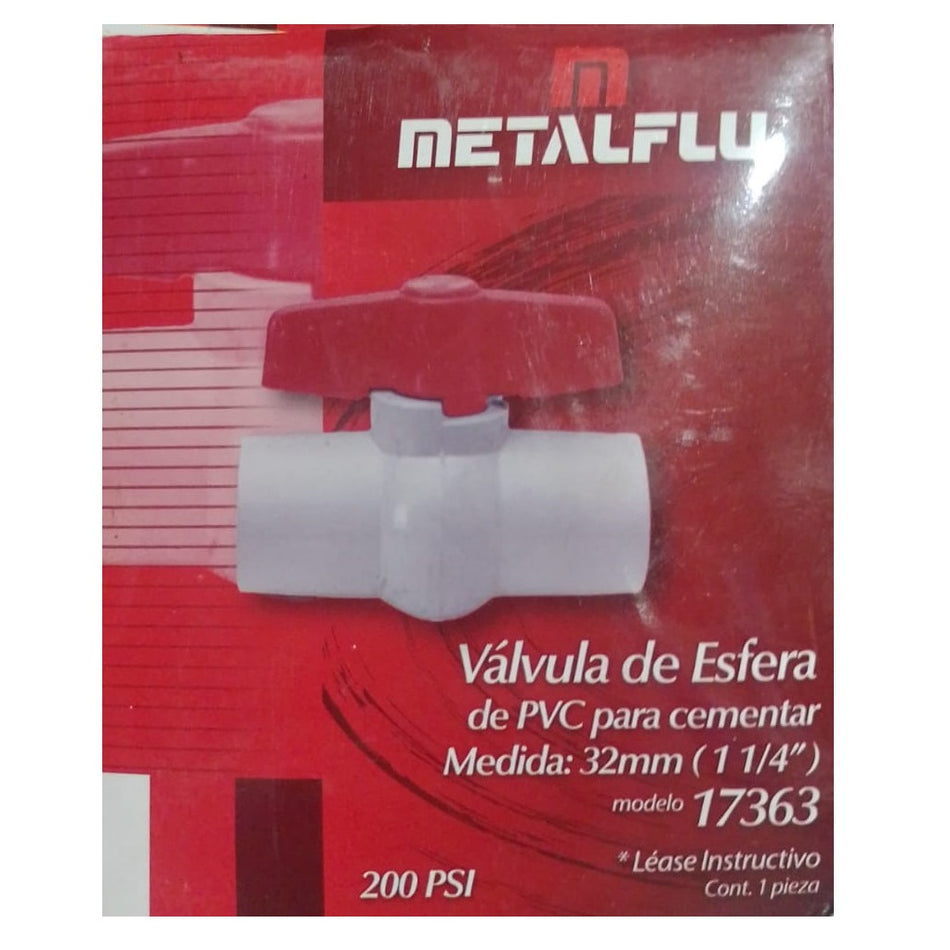 Valvula Esfera Pvc 1 1/4 Para Cementar Metalflu 17363