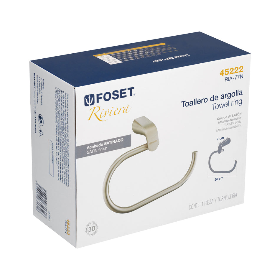 Toallero De Argolla Laton Acabado Satinado 45222 Foset