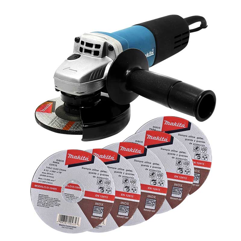 Miniesmeriladora 4-1/2 + 5 Discos 9554HNGX30 Makita
