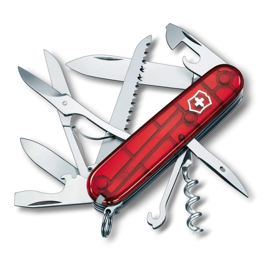 Navaja Huntsman Rojo Transp. Victorinox Kit Funda Y Cordón