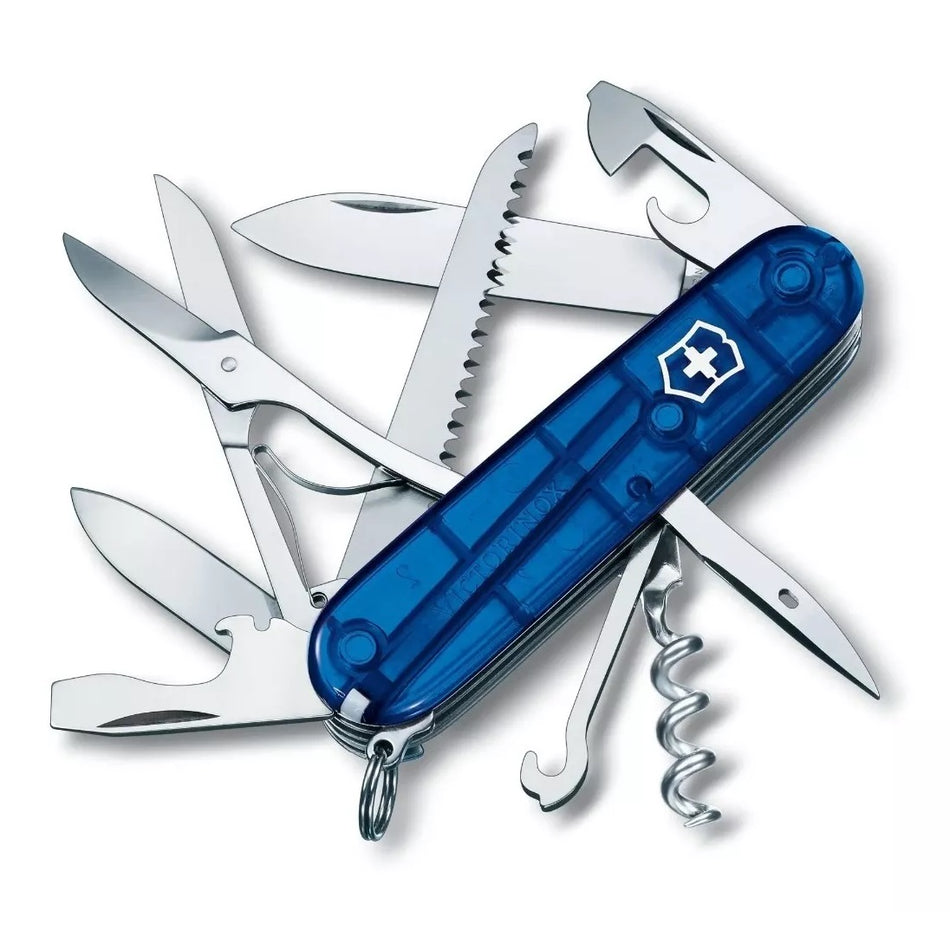 Navaja Huntsman Azul Transp. Victorinox Kit Funda Y Cordón