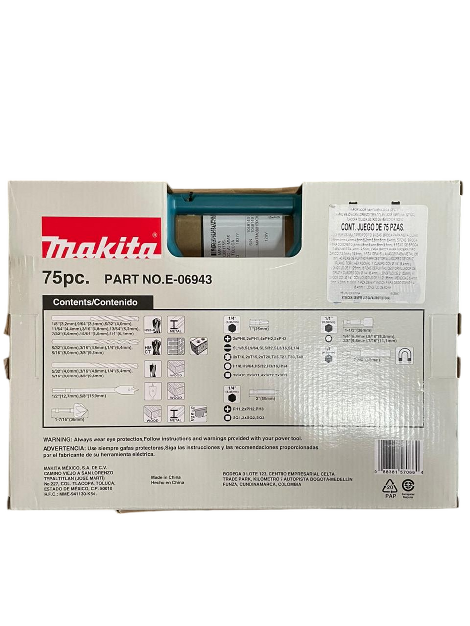 Set de Accesorios 75 Piezas, Estuche , E-06943, MAKITA
