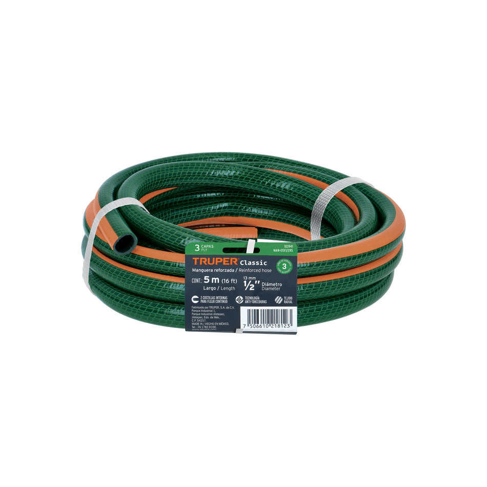 Manguera de Jardin 1/2'  5m S/ Conexiones 103941 Truper