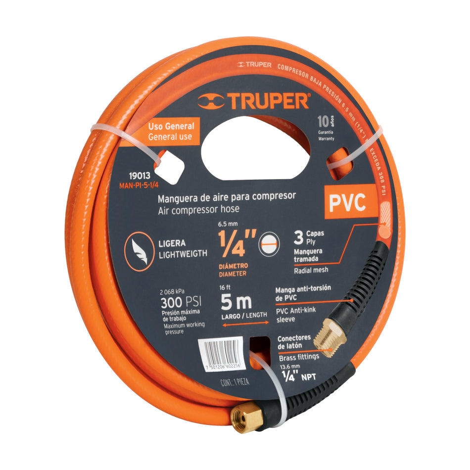 Manguera Para Compresor De PVC 5M MAN-PI-5-1/4 19013 Truper