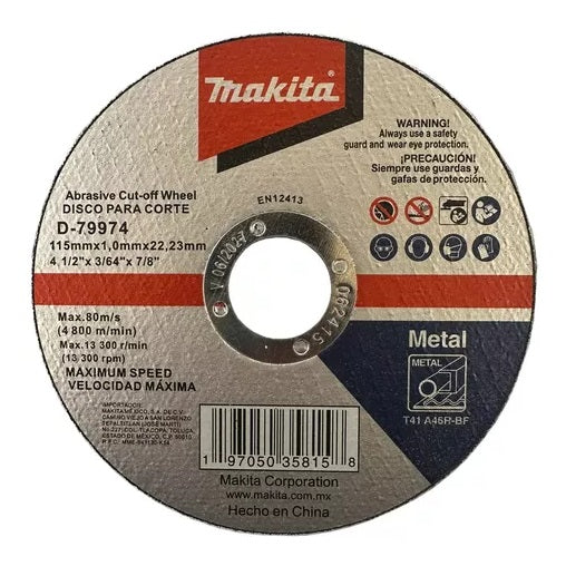 Disco Abrasivo Corte Metal 4-1/2 X 7/8 50 Pzs D79974 Makita
