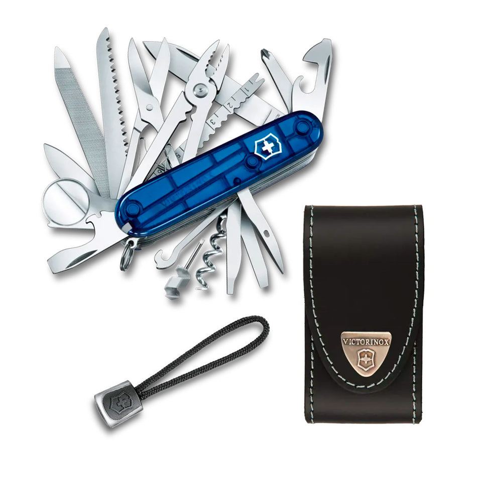 Navaja Victorinox Swiss Champ Azul Trans Kit Funda+Cordon