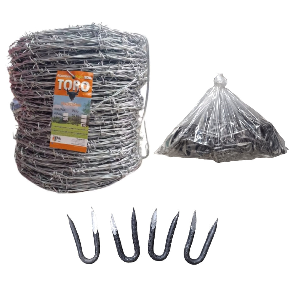 Alambre De Púas Calibre 12.5 360 Mts más 1kg grapa 1 1/4″